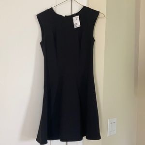 NEW Sleeveless black dress with flared skirt.